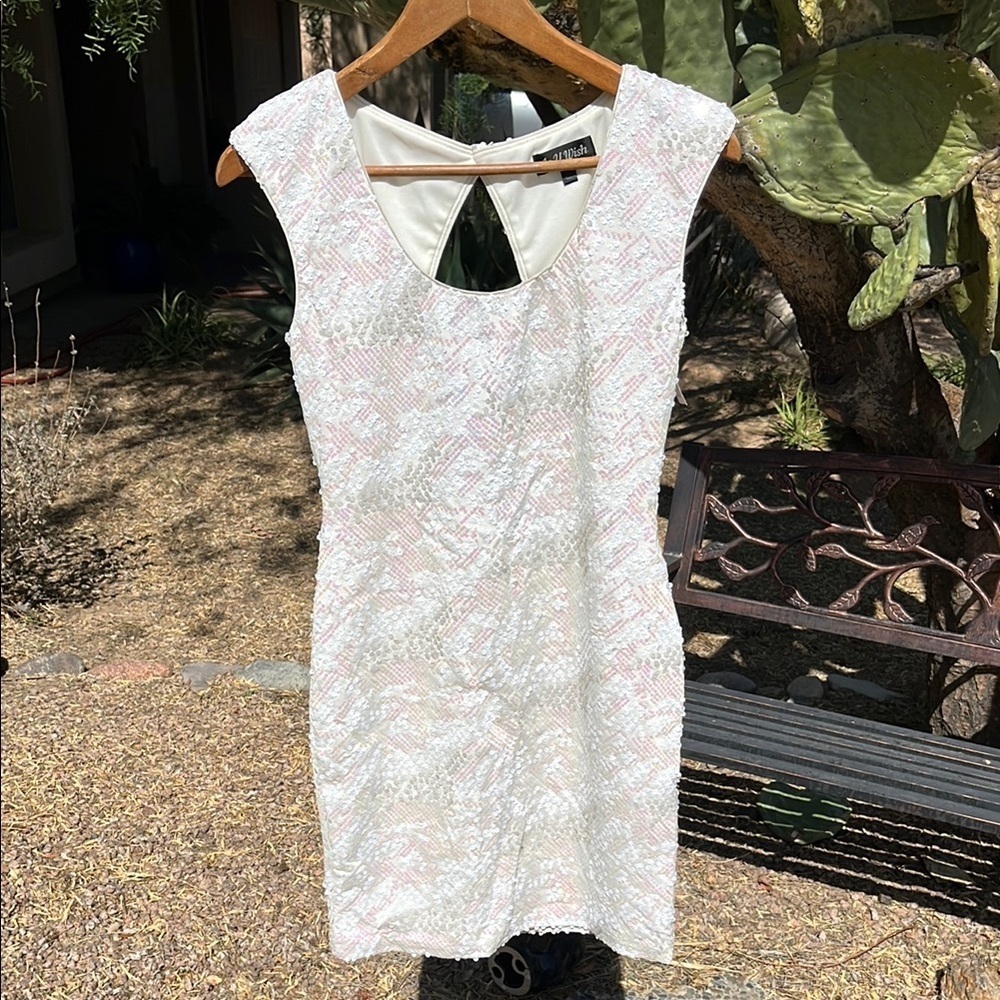 As U Wish Sequin White Dress Size S Back Cut out